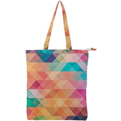 Texture Triangle Double Zip Up Tote Bag