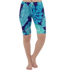 Tropical Greens Leaves Banana Cropped Leggings 