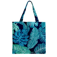 Tropical Greens Leaves Banana Zipper Grocery Tote Bag