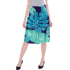 Tropical Greens Leaves Banana Midi Beach Skirt