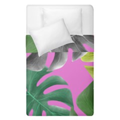 Tropical Greens Pink Leaf Duvet Cover Double Side (single Size)