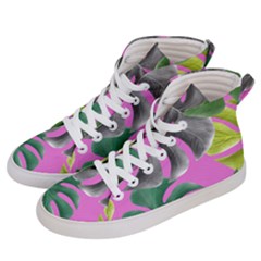 Tropical Greens Pink Leaf Men s Hi-top Skate Sneakers