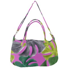 Tropical Greens Pink Leaf Removal Strap Handbag