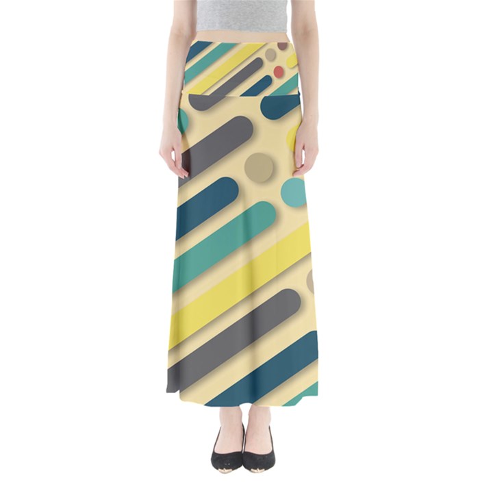 Vintage Desktop Color Full Length Maxi Skirt