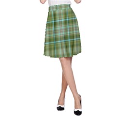 Vintage Green Plaid A-line Skirt
