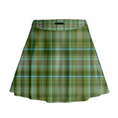 Vintage Green Plaid Mini Flare Skirt