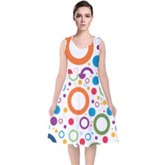 Wallpaper Circle V-neck Midi Sleeveless Dress 