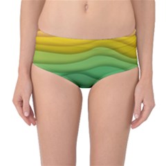 Waves Texture Mid-waist Bikini Bottoms