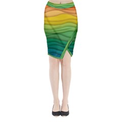 Waves Texture Midi Wrap Pencil Skirt