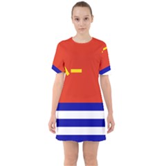 Naval Ensign of People s Liberation Army Sixties Short Sleeve Mini Dress