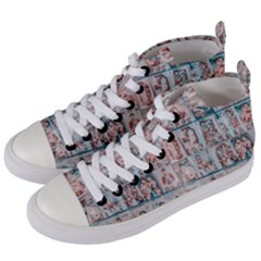 Asian Illustration Posters Collage Women s Mid-top Canvas Sneakers by dflcprintsclothing