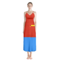 Flag Of People s Liberation Army Air Force Button Up Chiffon Maxi Dress