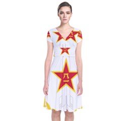 Badge Of People s Liberation Army Rocket Force Short Sleeve Front Wrap Dress