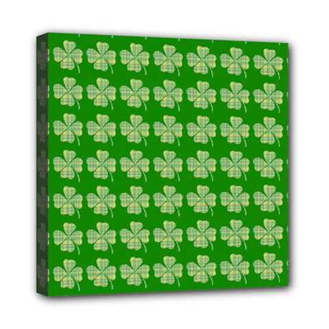 Plaid Shamrocks Clover Mini Canvas 8  X 8  (stretched)