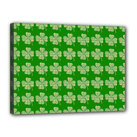 Plaid Shamrocks Clover Canvas 16  X 12  (stretched) by Mariart