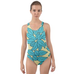 Leaves Dried Cut-Out Back One Piece Swimsuit