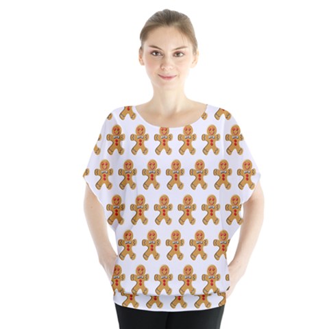 Gingerbread Men Batwing Chiffon Blouse by Mariart