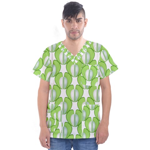 Herb Ongoing Pattern Plant Nature Men s V-neck Scrub Top by Alisyart