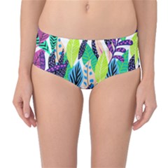 Leaves Rainbow Pattern Nature Mid-waist Bikini Bottoms