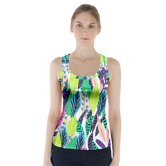 Leaves Rainbow Pattern Nature Racer Back Sports Top