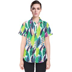 Leaves Rainbow Pattern Nature Women s Short Sleeve Shirt