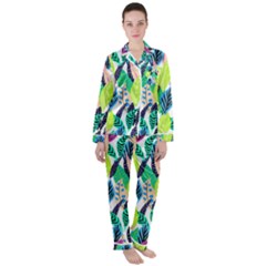 Leaves Rainbow Pattern Nature Satin Long Sleeve Pyjamas Set