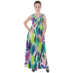 Leaves Rainbow Pattern Nature Empire Waist Velour Maxi Dress