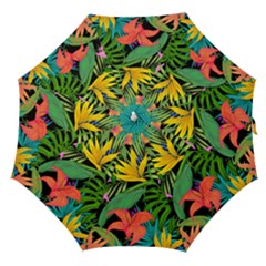 Tropical Greens Leaves Straight Umbrellas by Alisyart