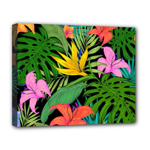 Tropical Greens Leaves Deluxe Canvas 20  X 16  (stretched)