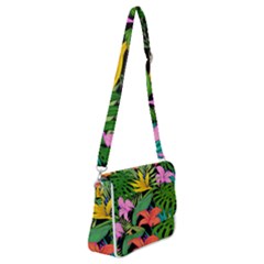 Tropical Greens Leaves Shoulder Bag With Back Zipper by Alisyart