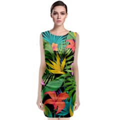 Tropical Greens Leaves Classic Sleeveless Midi Dress