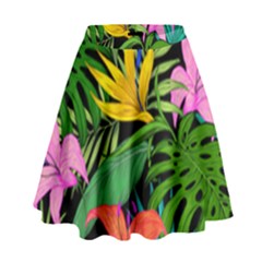 Tropical Greens Leaves High Waist Skirt