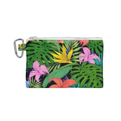 Tropical Greens Leaves Canvas Cosmetic Bag (small)