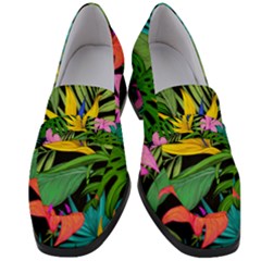 Tropical Greens Leaves Women s Chunky Heel Loafers by Alisyart