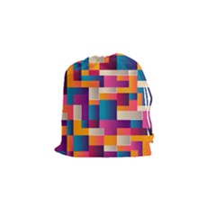 Abstract Geometry Blocks Drawstring Pouch (small) by Bajindul