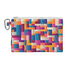 Abstract Geometry Blocks Canvas Cosmetic Bag (large) by Bajindul