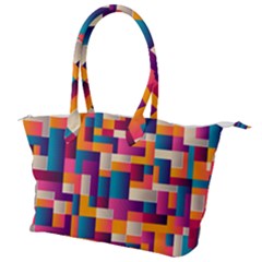 Abstract Geometry Blocks Canvas Shoulder Bag by Bajindul