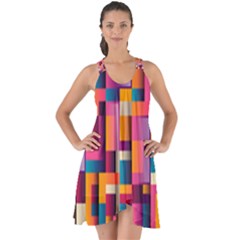 Abstract Background Geometry Blocks Show Some Back Chiffon Dress