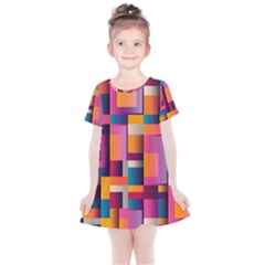 Abstract Background Geometry Blocks Kids  Simple Cotton Dress