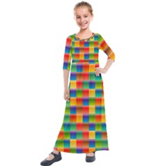 Background Colorful Abstract Kids  Quarter Sleeve Maxi Dress by Bajindul