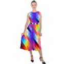 Abstract Blue Background Colorful Pattern Midi Tie-Back Chiffon Dress View1