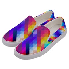 Abstract Blue Background Colorful Pattern Men s Canvas Slip Ons by Bajindul