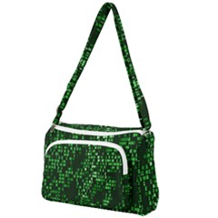 Abstract Plaid Green Front Pocket Crossbody Bag by Bajindul