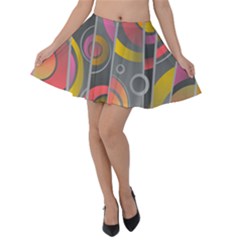 Abstract Colorful Background Grey Velvet Skater Skirt by Bajindul