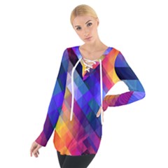 Abstract Background Colorful Pattern Tie Up Tee by Bajindul