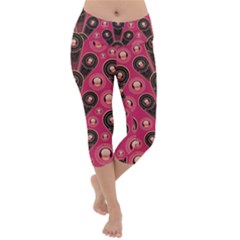 Background Abstract Pattern Lightweight Velour Capri Yoga Leggings by Bajindul