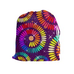 Abstract Background Spiral Colorful Drawstring Pouch (xl) by Bajindul