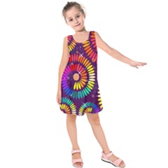 Abstract Background Spiral Colorful Kids  Sleeveless Dress by Bajindul
