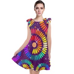 Abstract Background Spiral Colorful Tie Up Tunic Dress by Bajindul