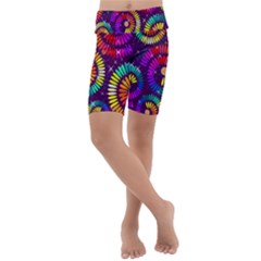 Abstract Background Spiral Colorful Kids  Lightweight Velour Cropped Yoga Leggings by Bajindul